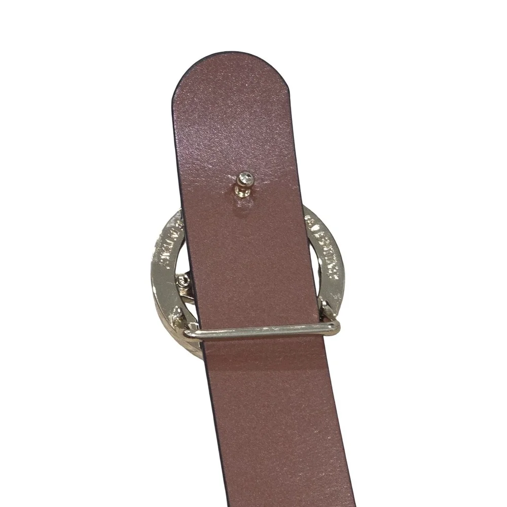 VALENTINO by MARIO VALENTINO Bessy Soave Logo Embossed Leather Belt Size XL